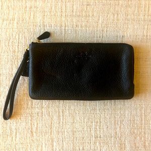 COACH Black Pebbled Leather Double Zipper Wristlet Wallet (New with Tags NWT)